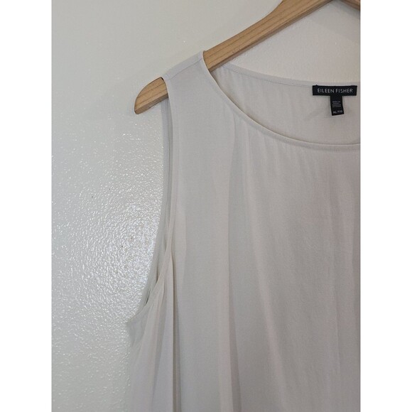 Eileen Fisher Silk Georgette Crepe Long Shell Tank Size XL Bone - Picture 3 of 9